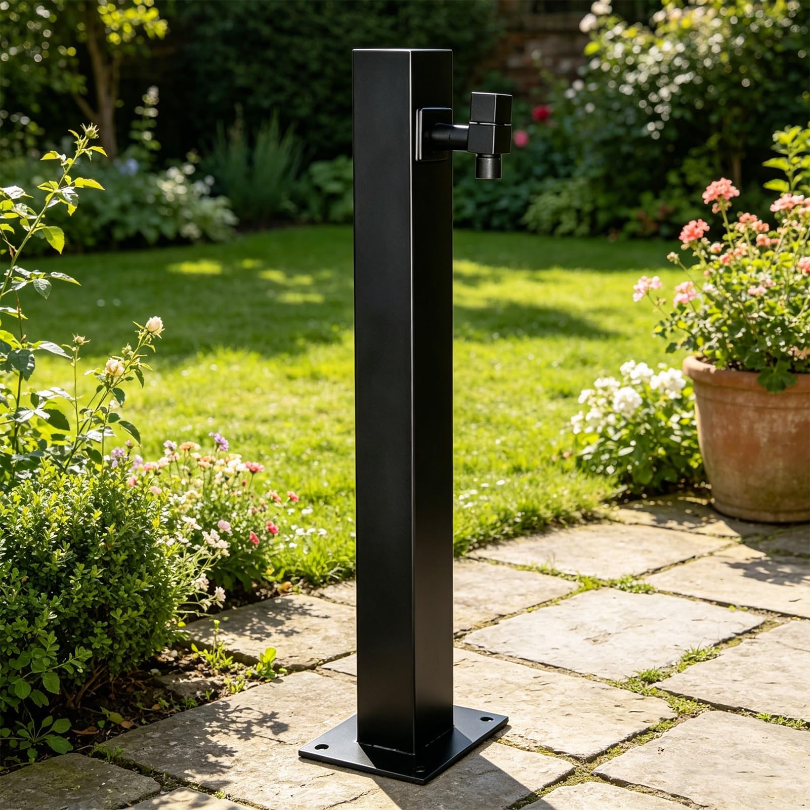 Lonmrrton D Stainless Steel Antifreeze Faucet Post, Floor-Mounte Water Column For Outdoor Irrigation & Watering, Vertical Yar Hydrant Freestanding Garden Tap(,Height: 95Cm/37.4In)