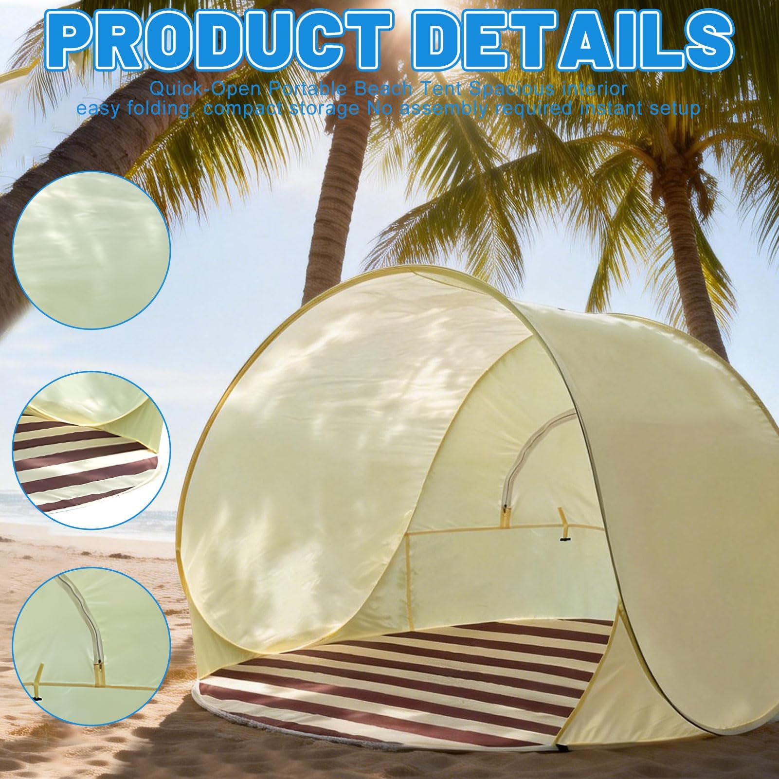 Tente De Plage Pop Up avec Protection UV XXL, 3-4 Personnes UPF 40+,Tente Plage Bebe Anti UV,Tente De Plage Jetable, Protection UV Et Pare-Vent, Abris De Plage, Protection Solaire Pop-up