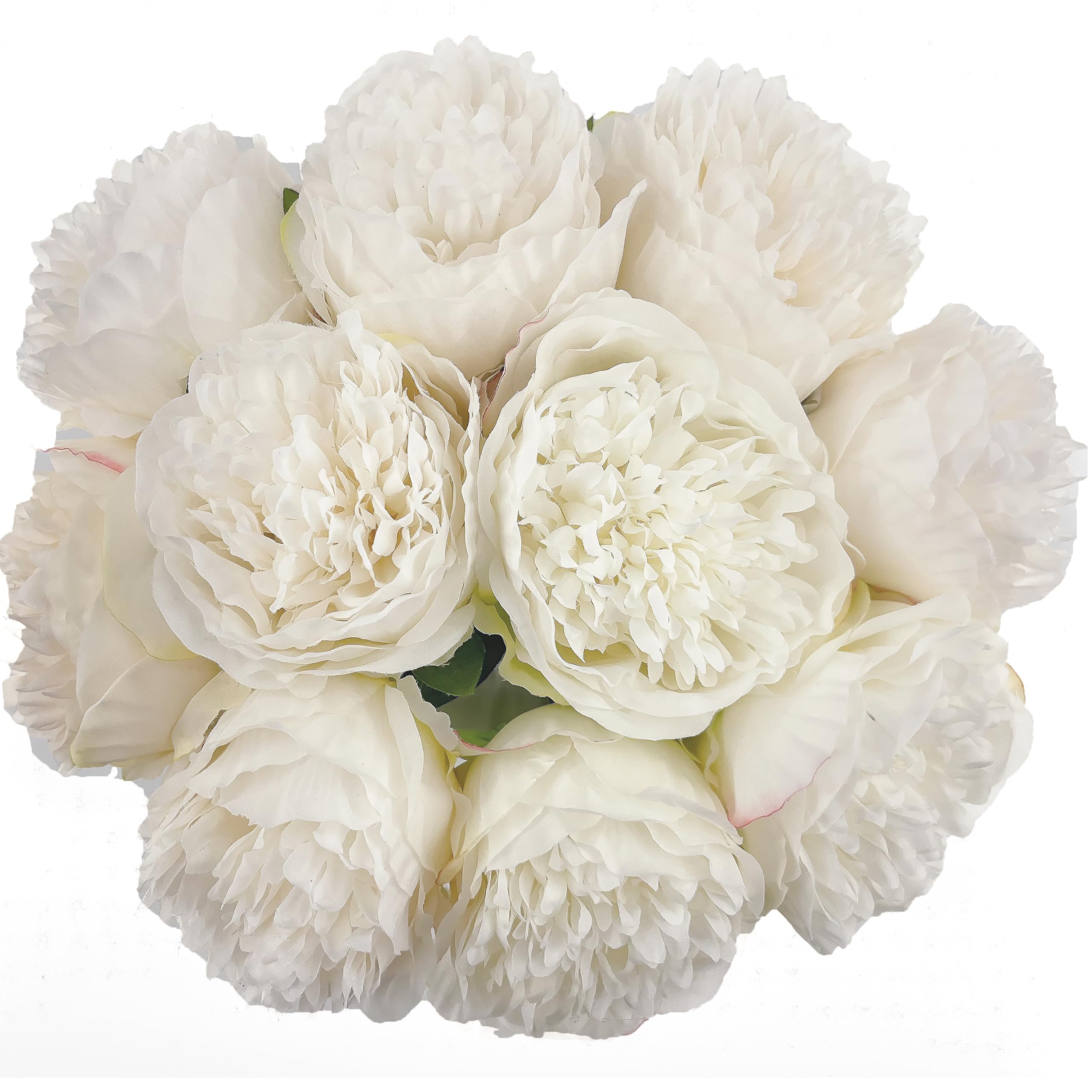 2 Bouquet 10Heads Artificial Fake Peony Flowers Silk Faux White Flower for Home Office Party Wedding Decorations image 5