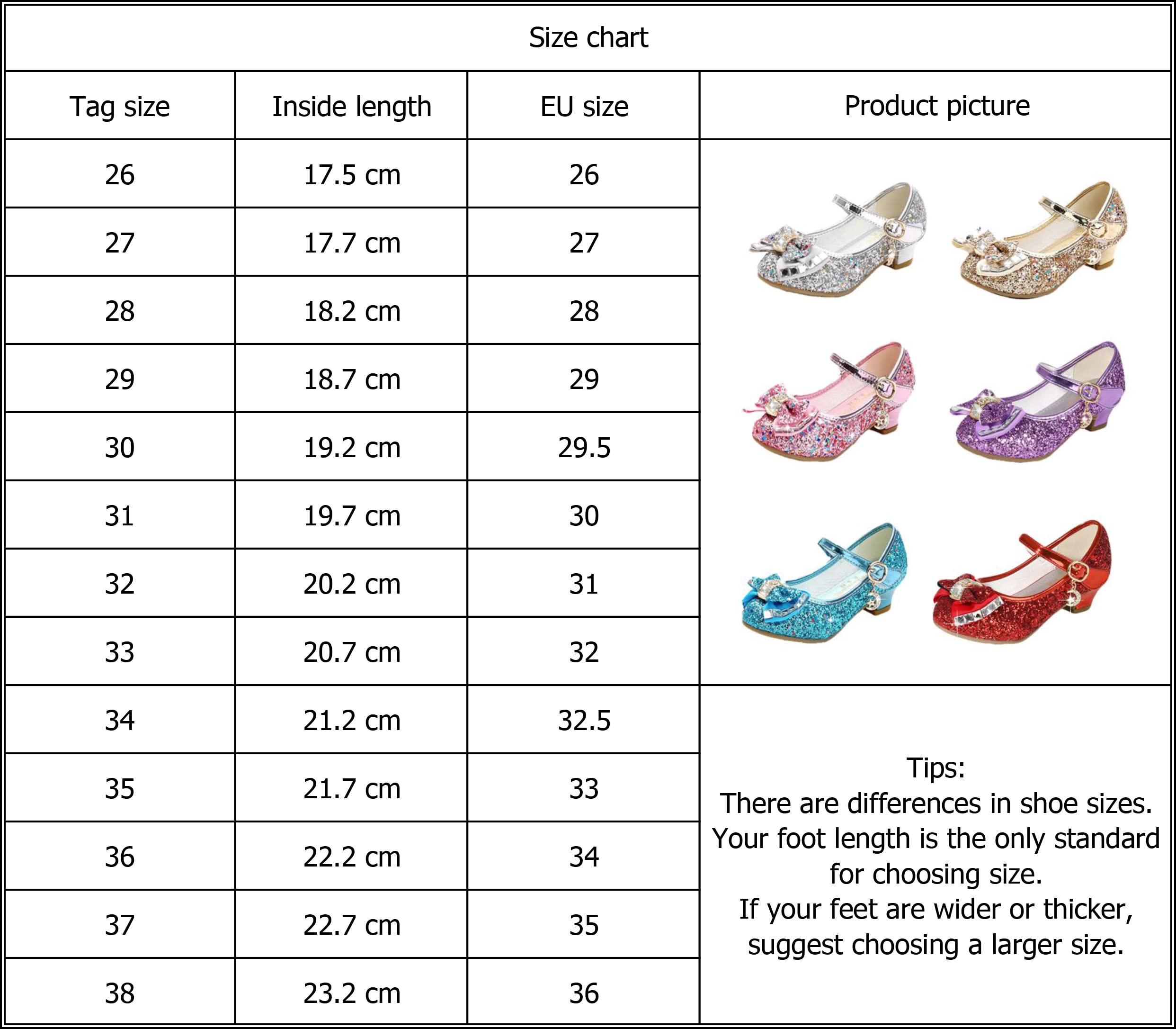 Scarpe Principessa Bambina con Tacco Glitterato - Calzature Eleganti con Paillettes per Cerimonia o Festa o Cosplay
