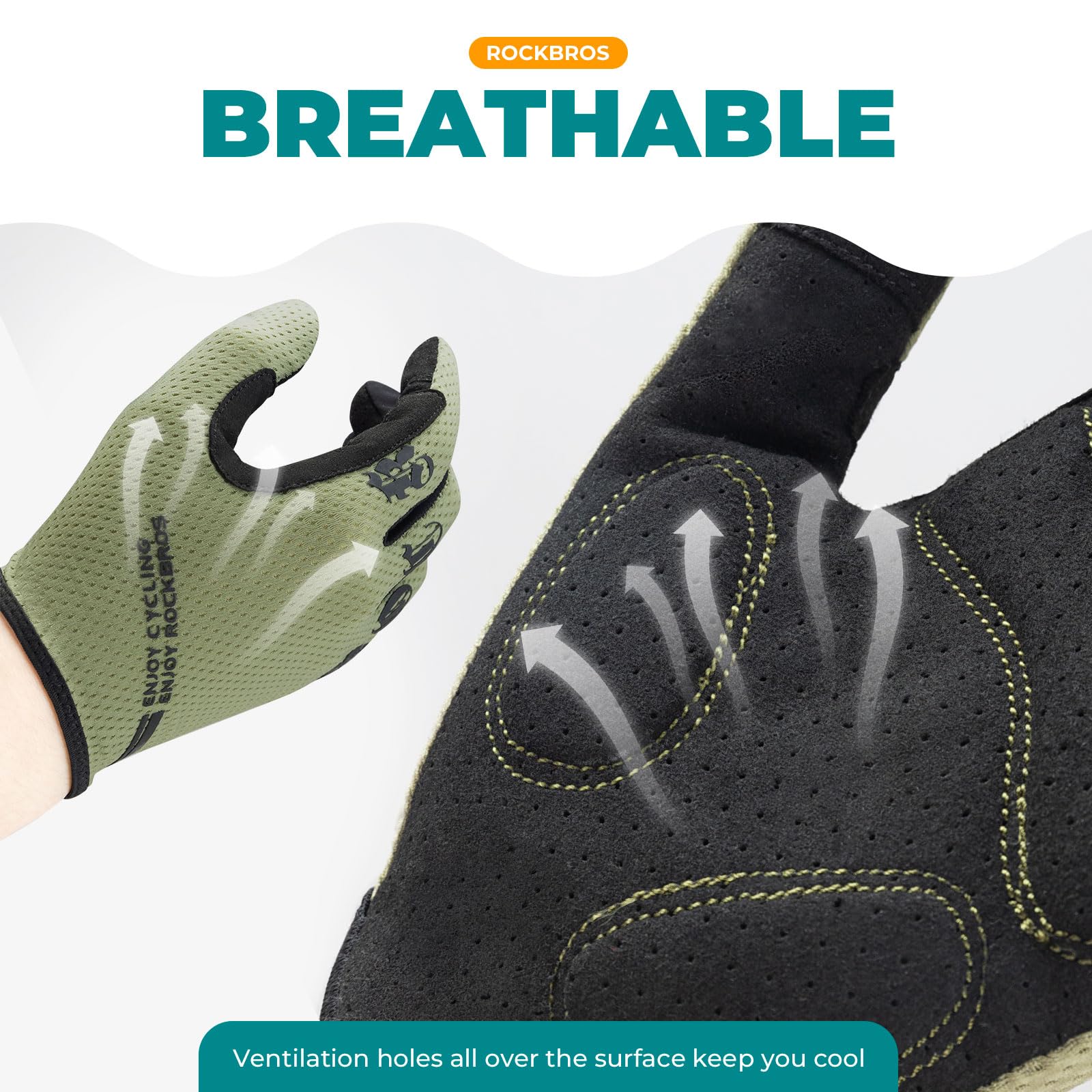 ROCKBROS Gants de Vélo Printemps Été Cyclisme Doigts Complets Écran Tactile Élastiques Hommes Femmes S-XXL