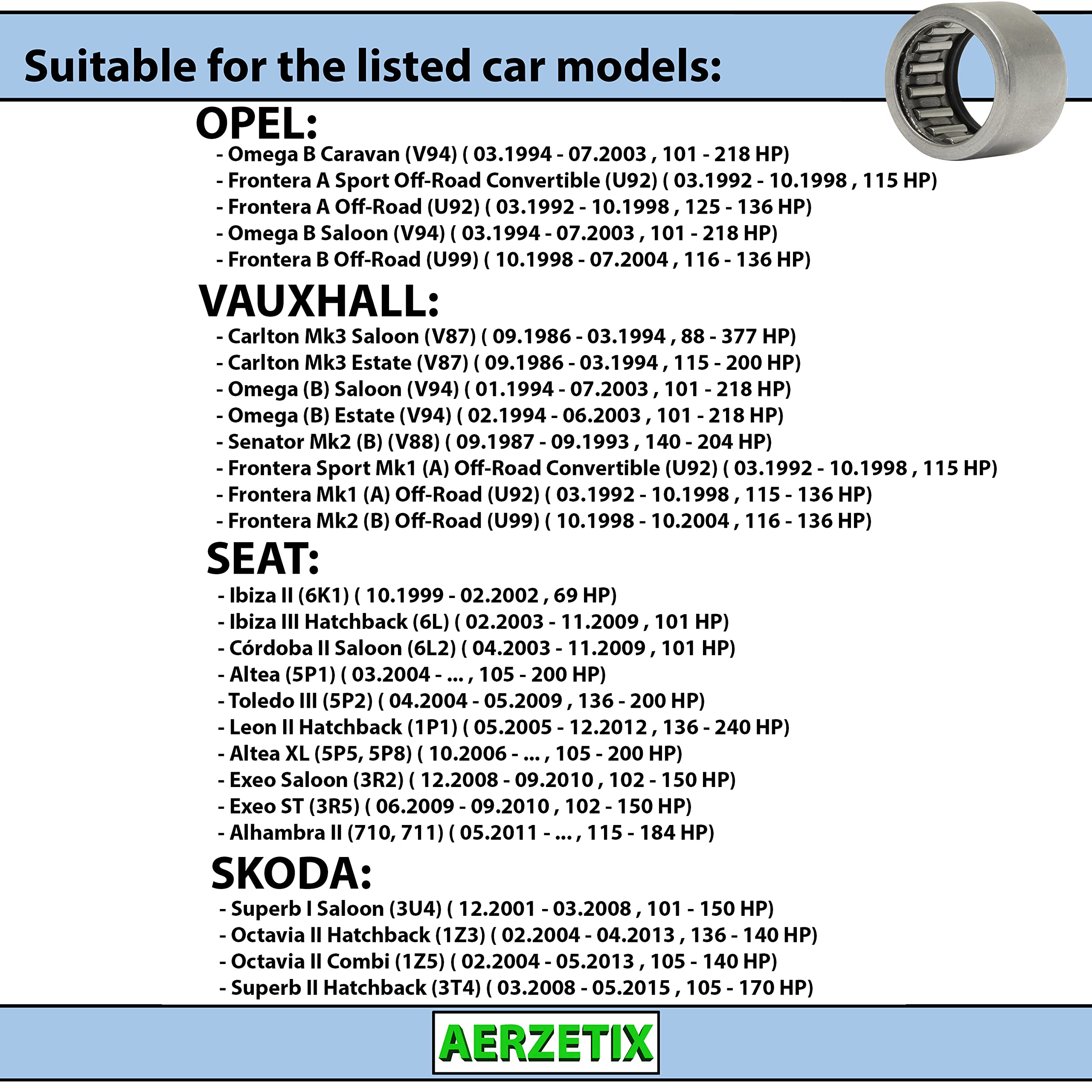 AERZETIX Cojinete De Guía Para Embrague | Rodamiento De Agujas Compatible Con OE 0261053131 | Calidad Y Precisión Para Tu Vehículo (C66336)