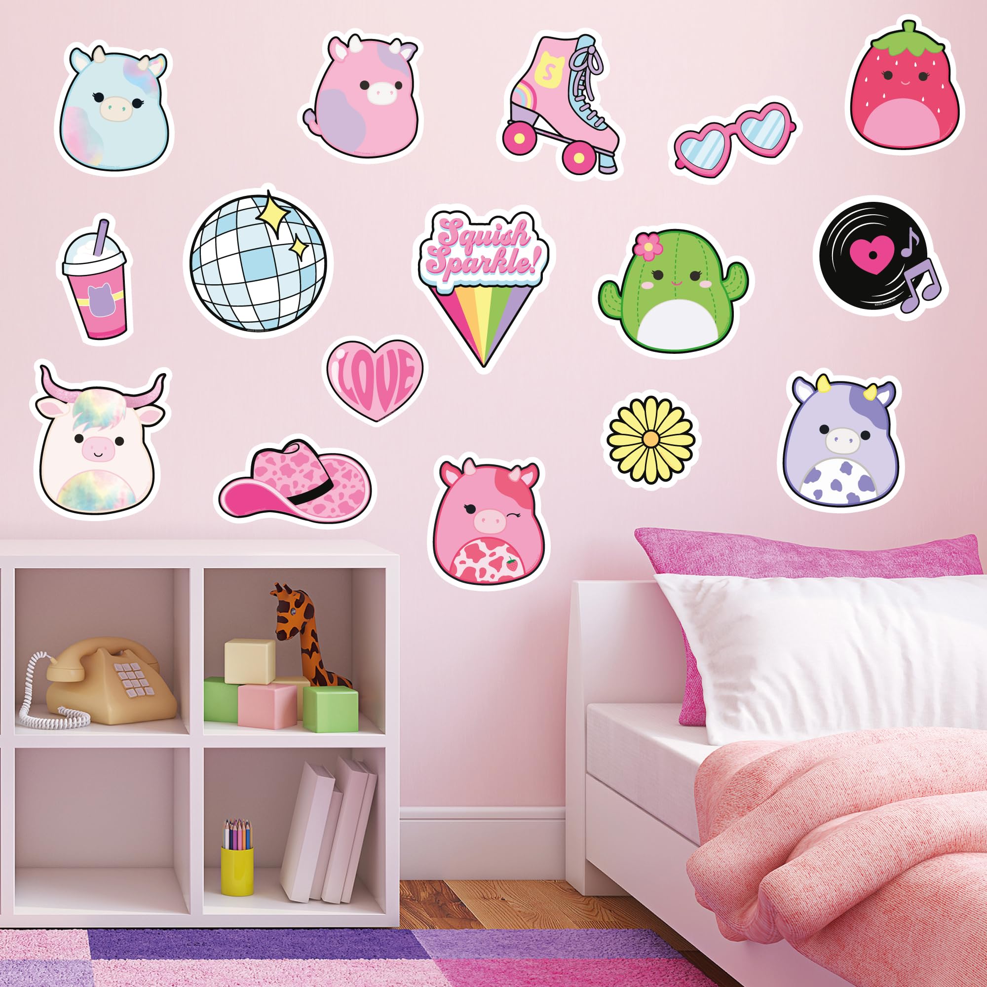 Squishmallows Wall Sticker - Squish Sparkle Decal Set Wall Art (60cm Width x 30cm Height)
