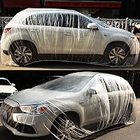 Vista 2 de Tallew 4 piezas Cubierta universal de plástico para coche 12.5 x 21.7 pies Desechable impermeable cubierta exterior completa con banda elástica