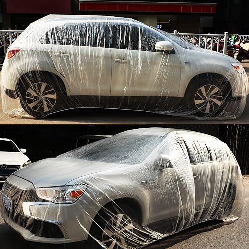 Miniatura 2 de Funda universal de plástico para automóvil, impermeable, a prueba de polvo, cubierta exterior completa desechable de 12.5 x 21.7 pies, cubierta