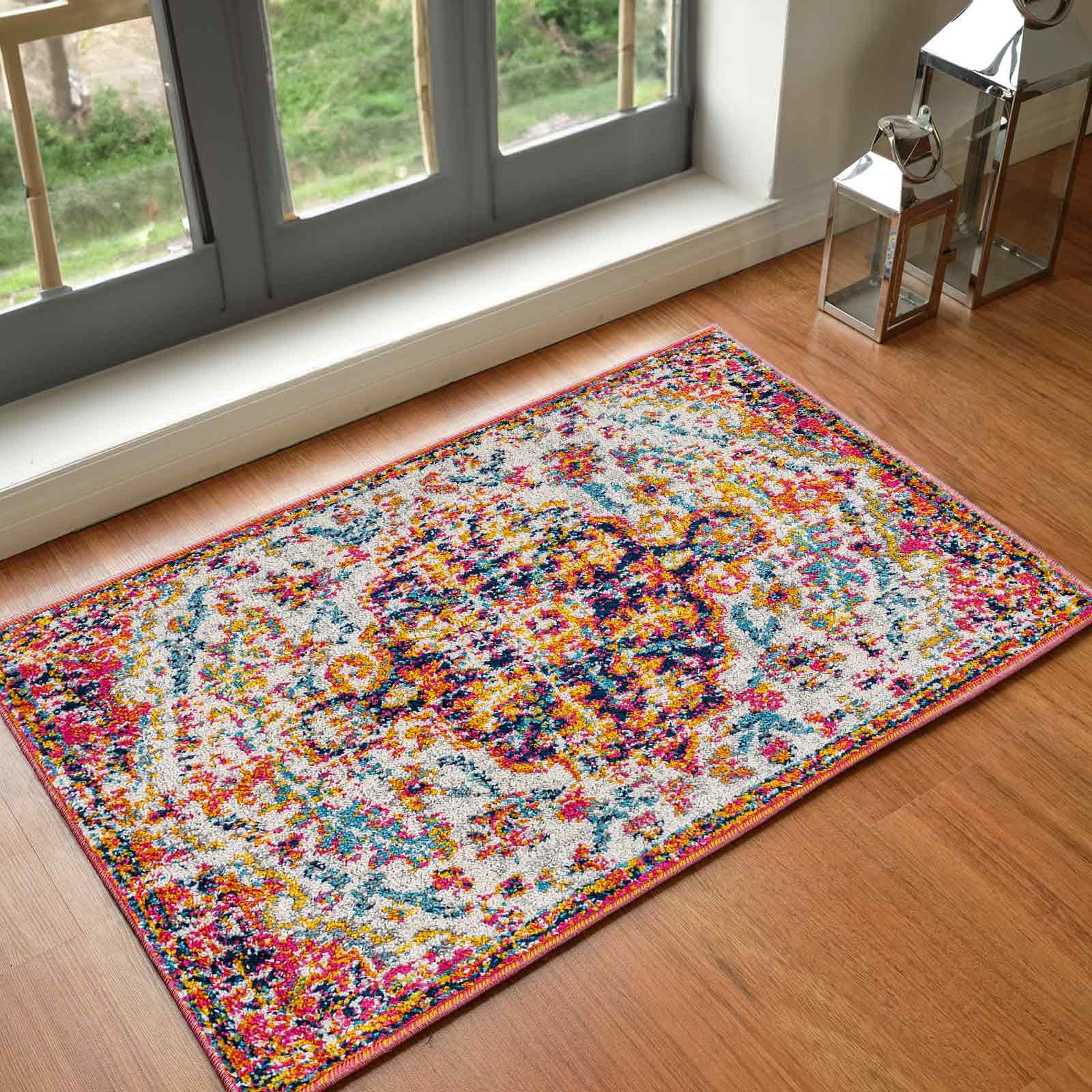 Livabliss Lou Asmara Vintage Runner 60x90 cm, Scandi Neutral Boho Style for Hallway & Living Room, Easy Care Floor Covering
