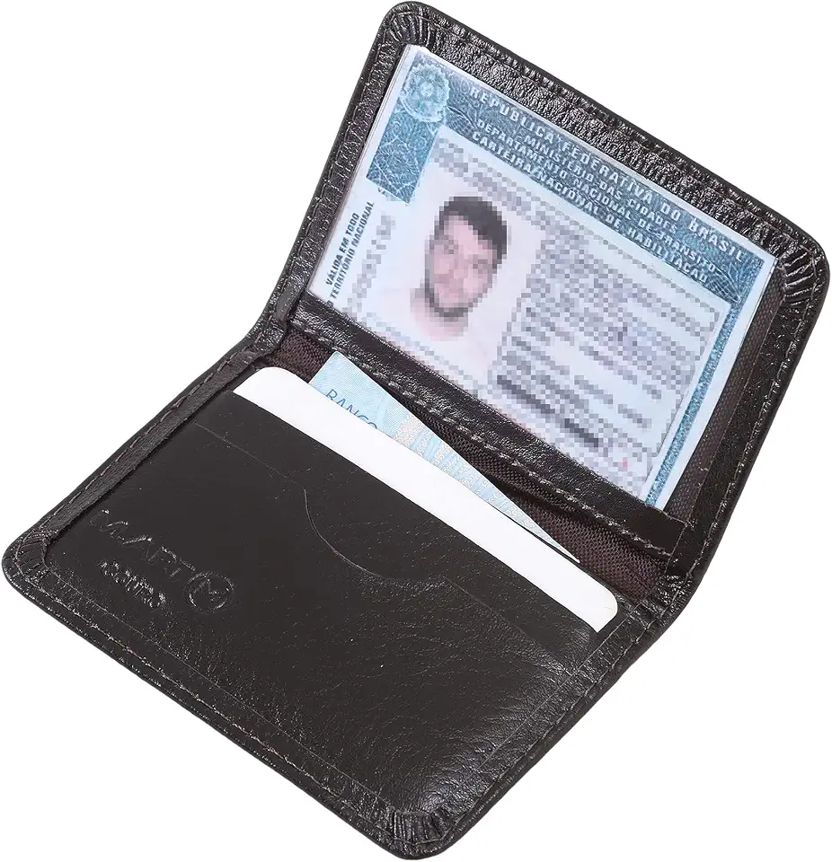 Carteira Mini Couro Legítimo Porta Cartão Cnh Masculina 154