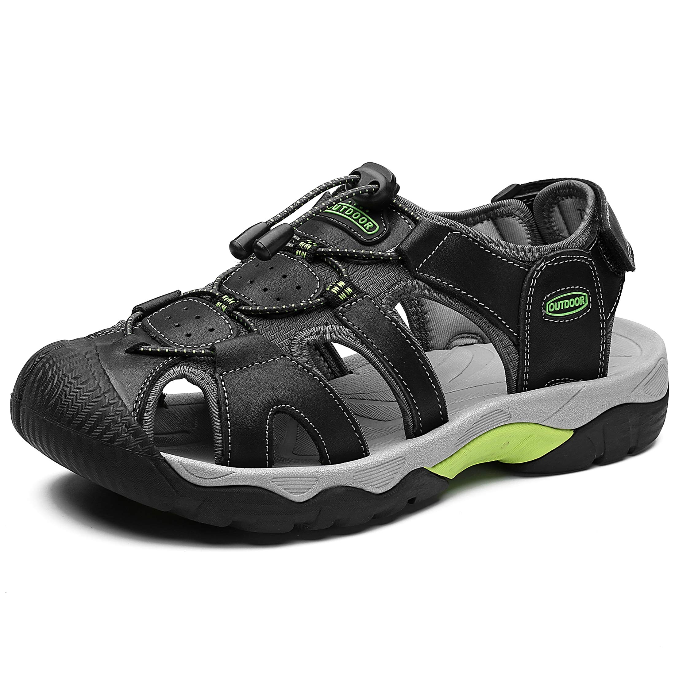 Sandali Sportivi Scarpe Estivi da Spiaggia per Uomo all'aperto Trekking Traspirante da Pescatore in Pelle Sandalo Acqua Nero 38