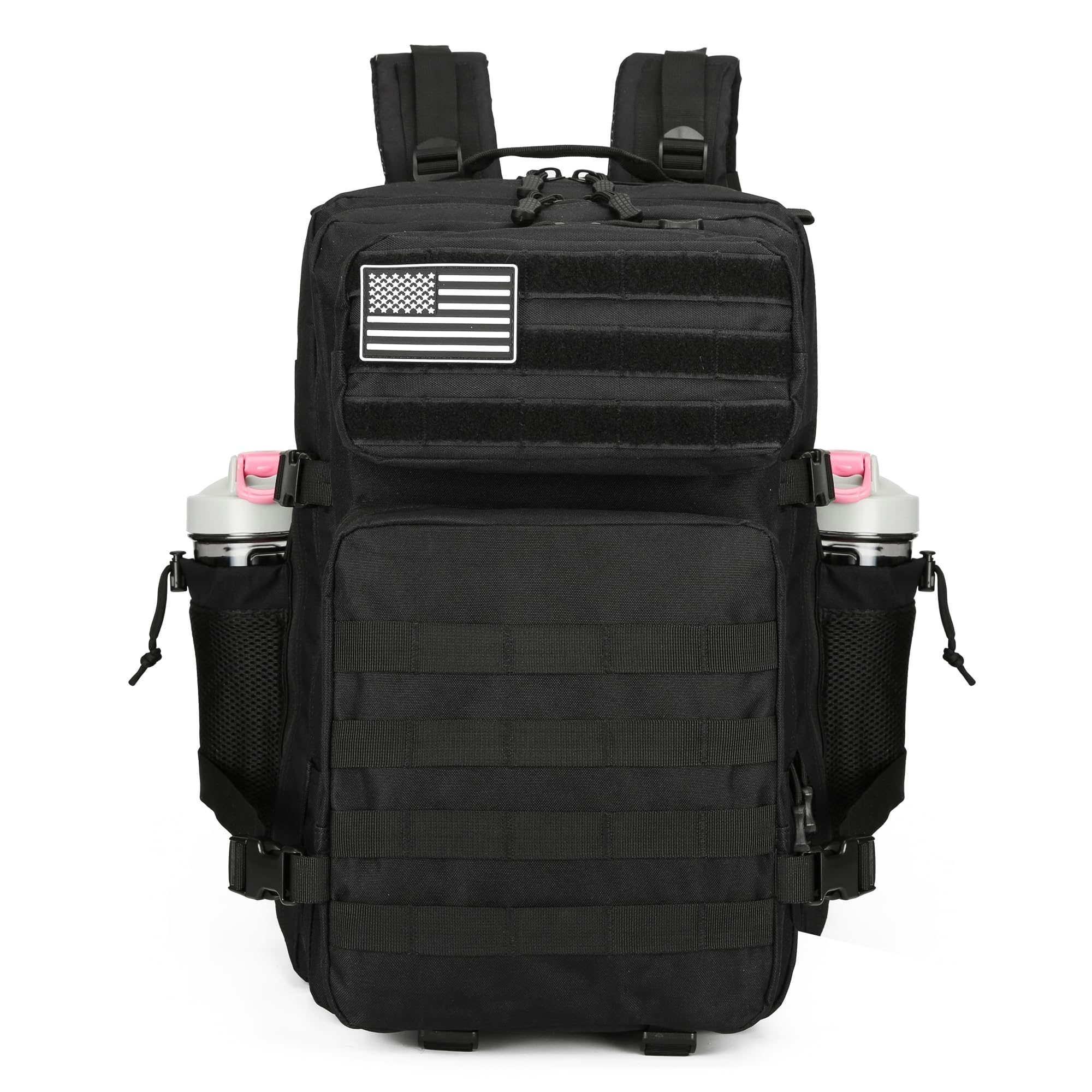 BNMJVJL Military Tactical Backpacks Molle Army Assault Pack Hydration Pack Waist Belt Tactical Daypack Molle Hiking Packs (Black)