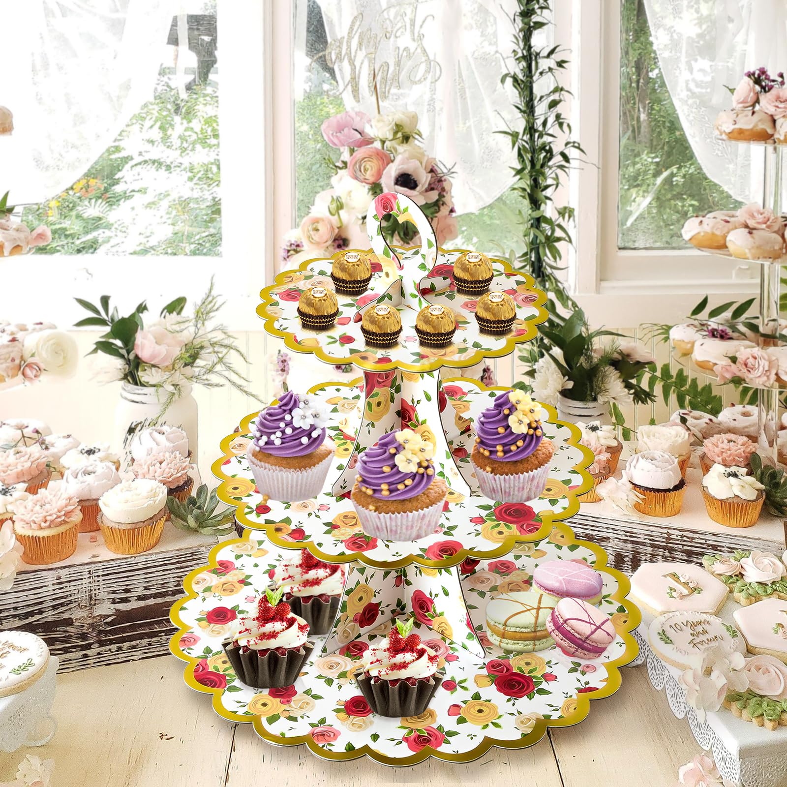 2 Alzate Torta 3 Livelli In Cartone - Per Matrimoni, Compleanni, Baby Shower, Blu - Foto 11