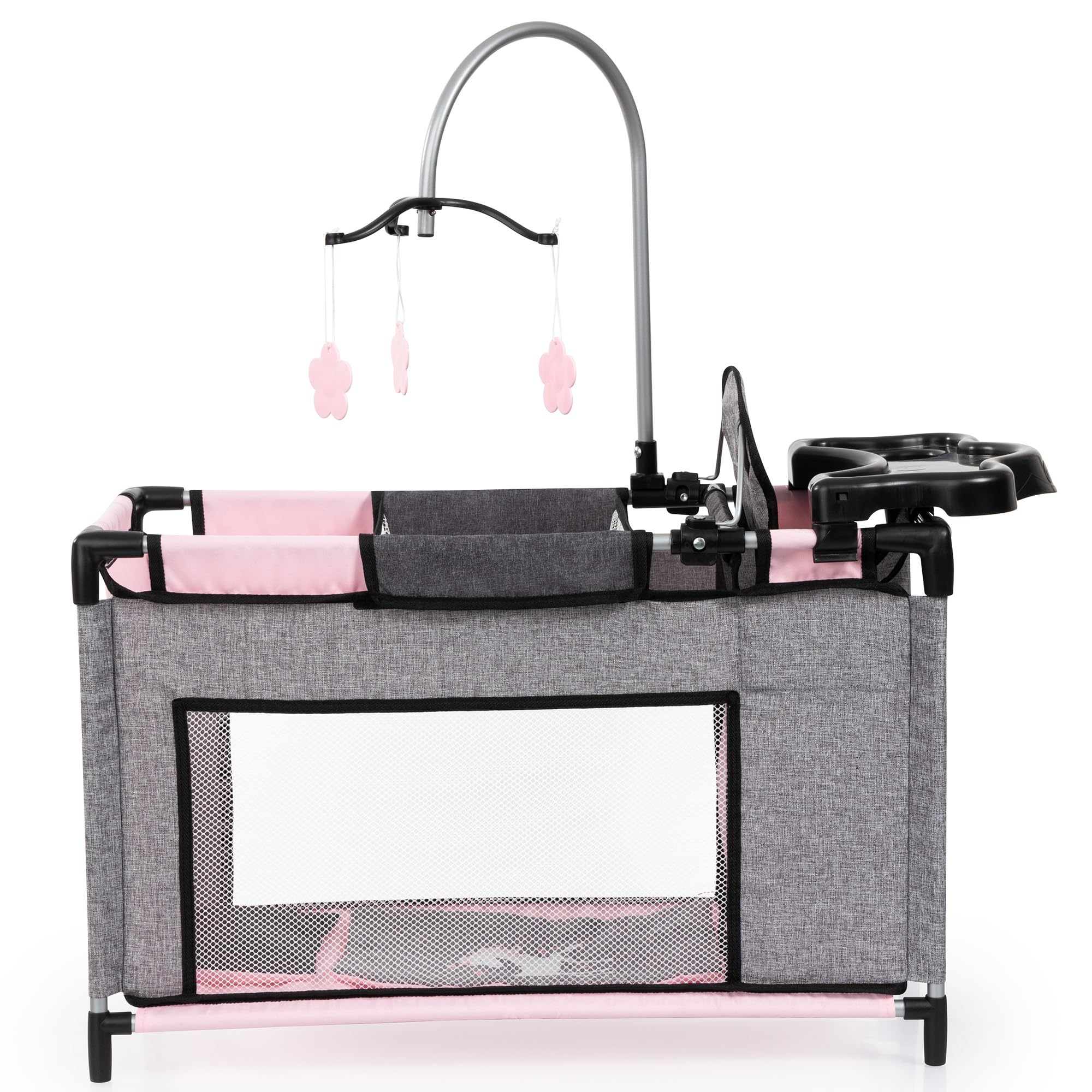 Bayer Design Lit de poupée avec Chaise Haute intégrée | table à langer, mobile, cintre à vêtements, accessoires de poupon pour le sommeil