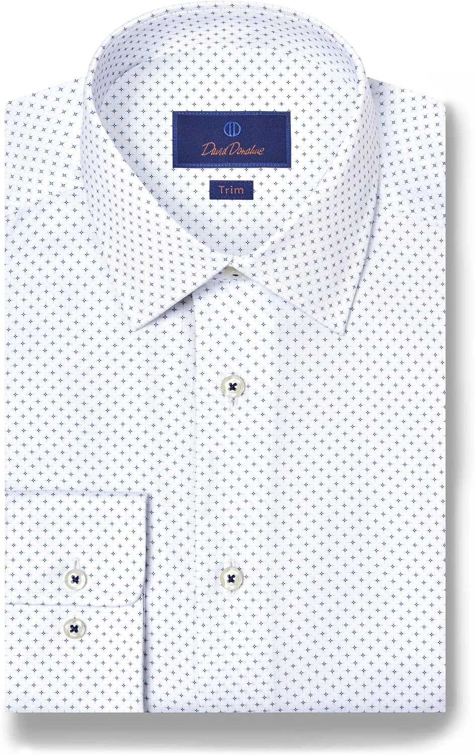 David Donahue Men's Trim Fit Long Sleeve Fashion Dress Shirt