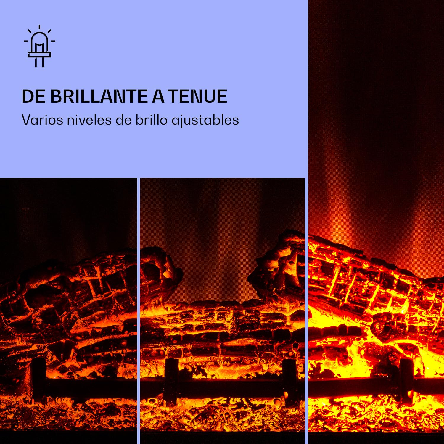 Klarstein Nevis Peak Chimenea eléctrica - Chimenea eléctrica con 1800 W de Potencia calorífica, con Temporizador, Temperatura: 10 a 30 °C, Ilusión de Llamas LED, Incl. Mando a Distancia