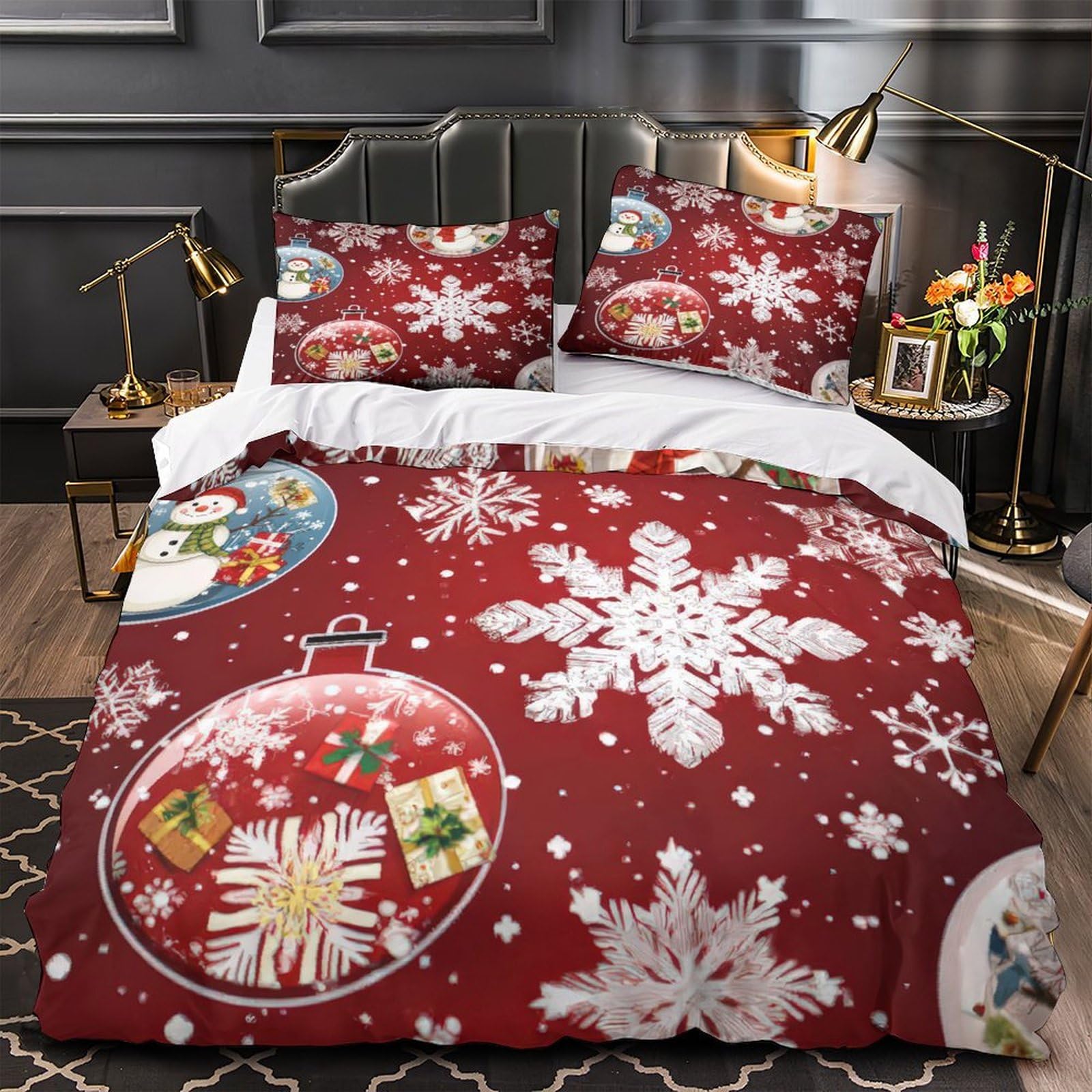 Parure de lit Noël 200x200 housse de couette imprimée 3D microfibre ultra douce