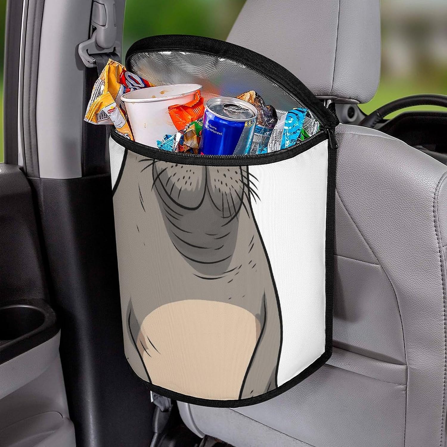 Car Trash Can Cute Walrus Leak Proof Waterproof Garbage Bag for SUV Truck Camping