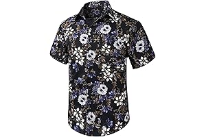 Enlison Men's Black Colored Floral Aloha Shirt