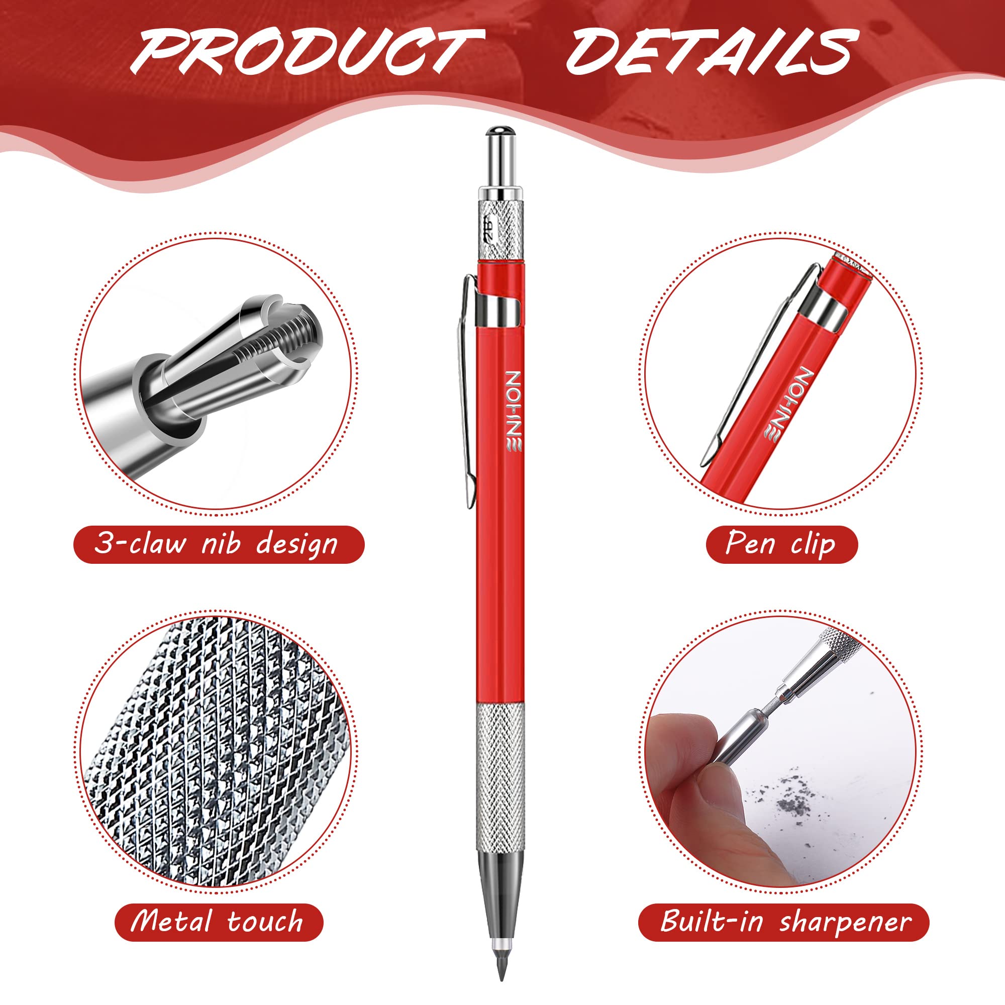 赤色シャープペンシル メタルクリップ付き