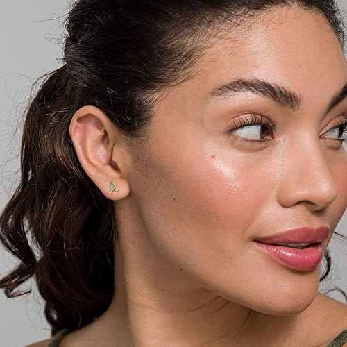 Miniatura 4 de PAVOI 14K Gold Plated Sterling Silver Alphabet Letter Earrings Personalized Initial Earrings for Girls