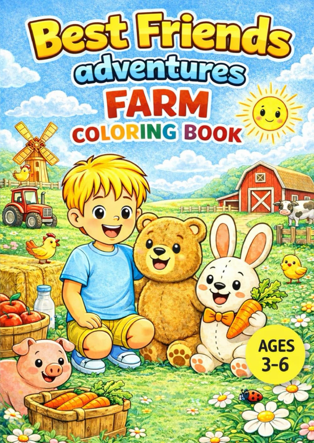 BEST FRIENDS Adventures: FARM COLORING BOOK: A Cute and Simple Coloring Book for Kids Ages 3–6 with Farm Animals, Friendship and Fun
