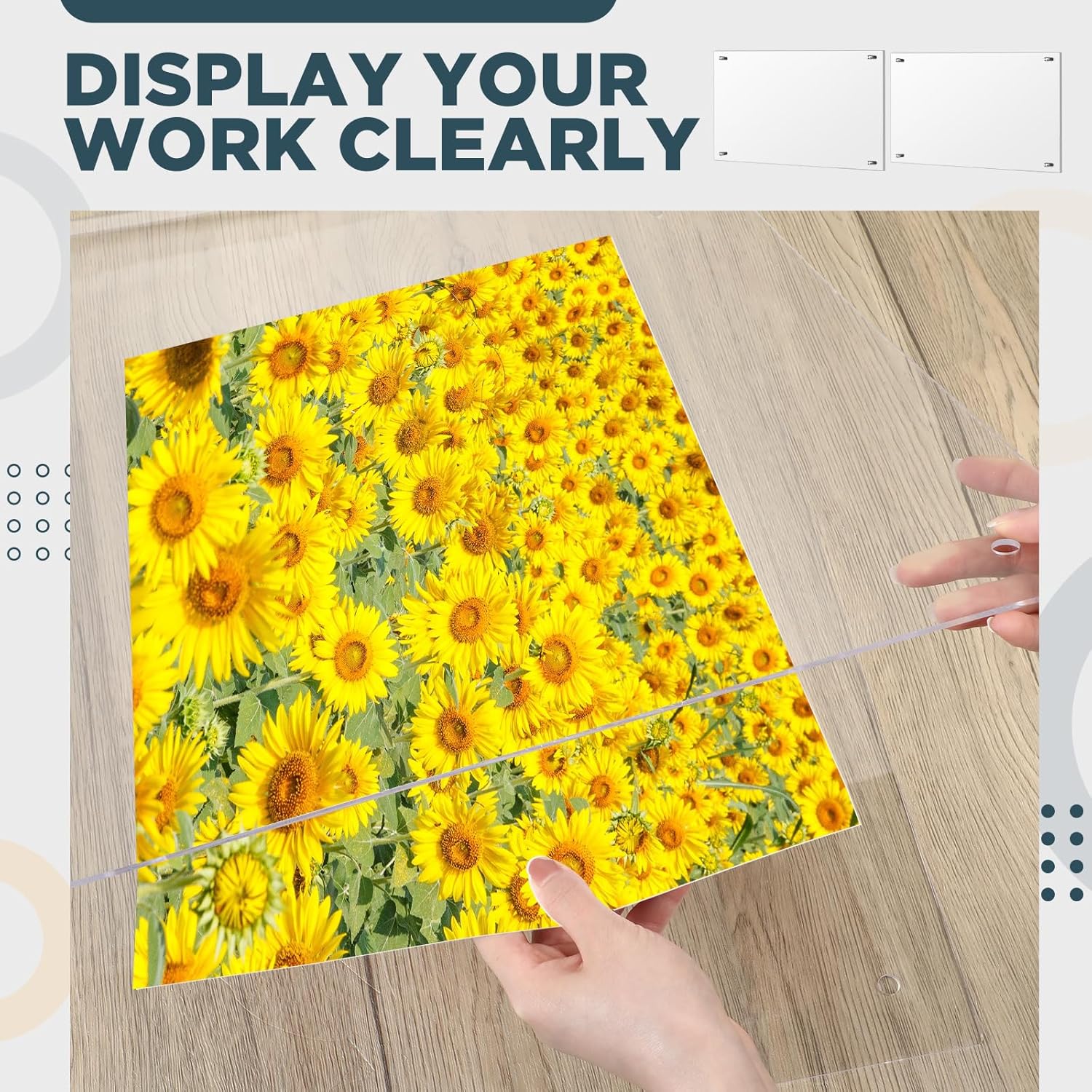 2 Pack Extra Large Frameless Floating Acrylic Frame Wall Mount Magnetic Acrylic Picture Frames with Chrome Standoffs Double Panel Floating Frame for Photo Poster Display (24 x 36 Inch)