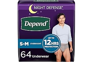 Depend Night Defense Adult Incontinence Underwear for Men, Disposable, Overnight, Small/Medium