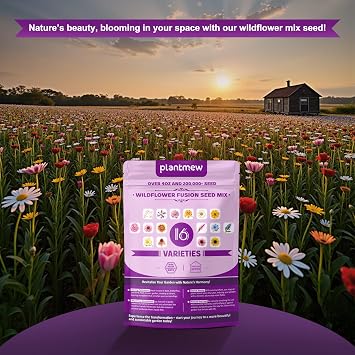 200,000+ Wildflower Seeds [4oz] 16 Variety Perennial Mix - Heirloom Seeds for Pollinator Gardens | Attracts Bees/Birds/Butterflies | High Germination Rate for Indoor & Outdoor