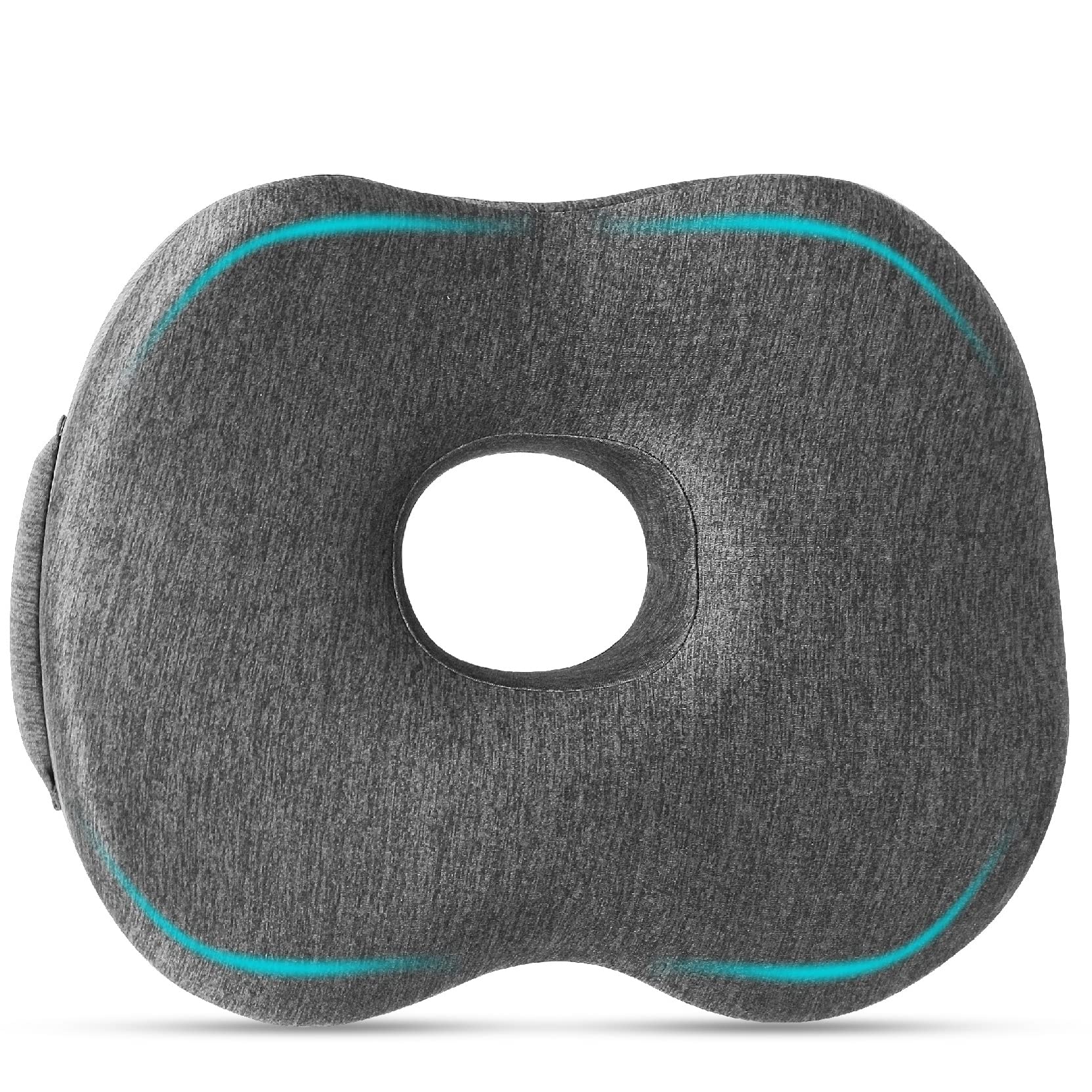 Donut Pillow Premium Gel Memory Foam Cushion For Piles & Hemorrhoids Relief,Ergonomic Sitting Pillow For Postpartum,Post-Surgery,Office Chair,Wheelchair Below 70 Kg- 1Year Warranty,Grey-Donut