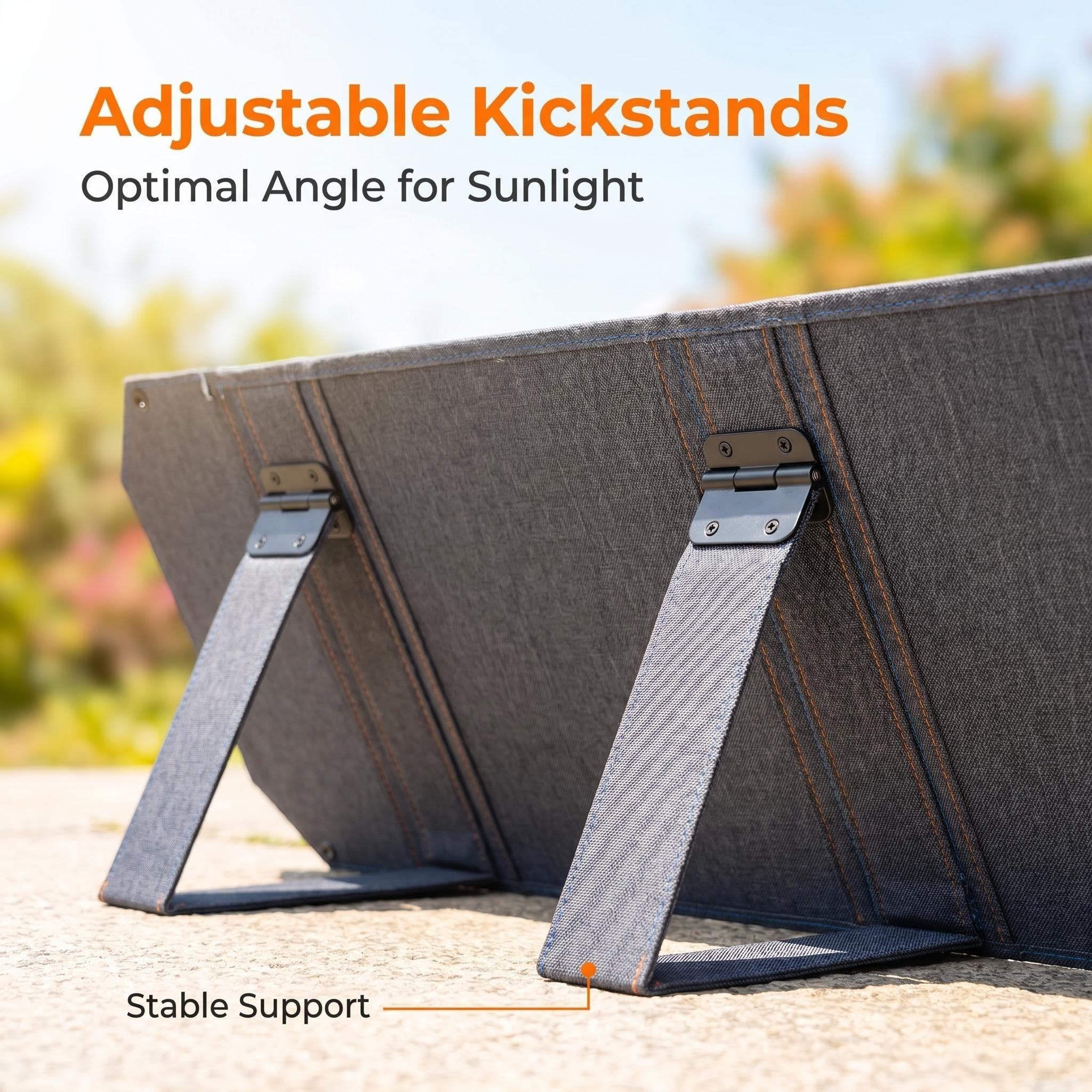 Panel solar plegable portátil de 100 W, 23 % de alta eficiencia, PD45 W USB-C QC3.0 USB-A XT60 puerto CC, cargador solar con soportes dobles para camping, RV, batería de 12 V fuera de la red (100 W
