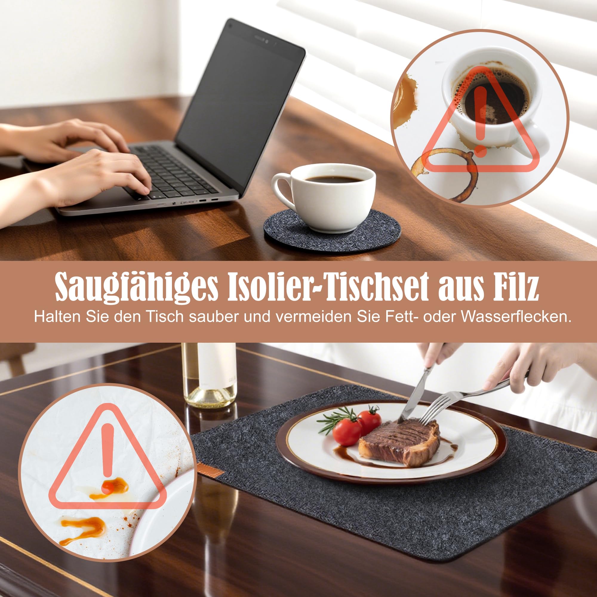 vonsera Platzsets Filz Abwaschbar – Bild 6