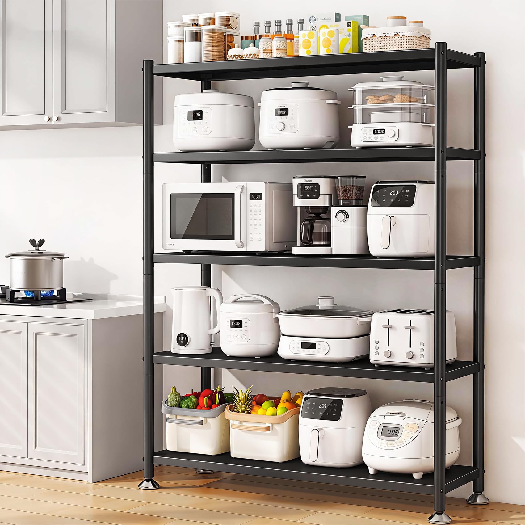 PXRACK Metal Shelving for Storage, 5 Tier Adjustable Kitchen