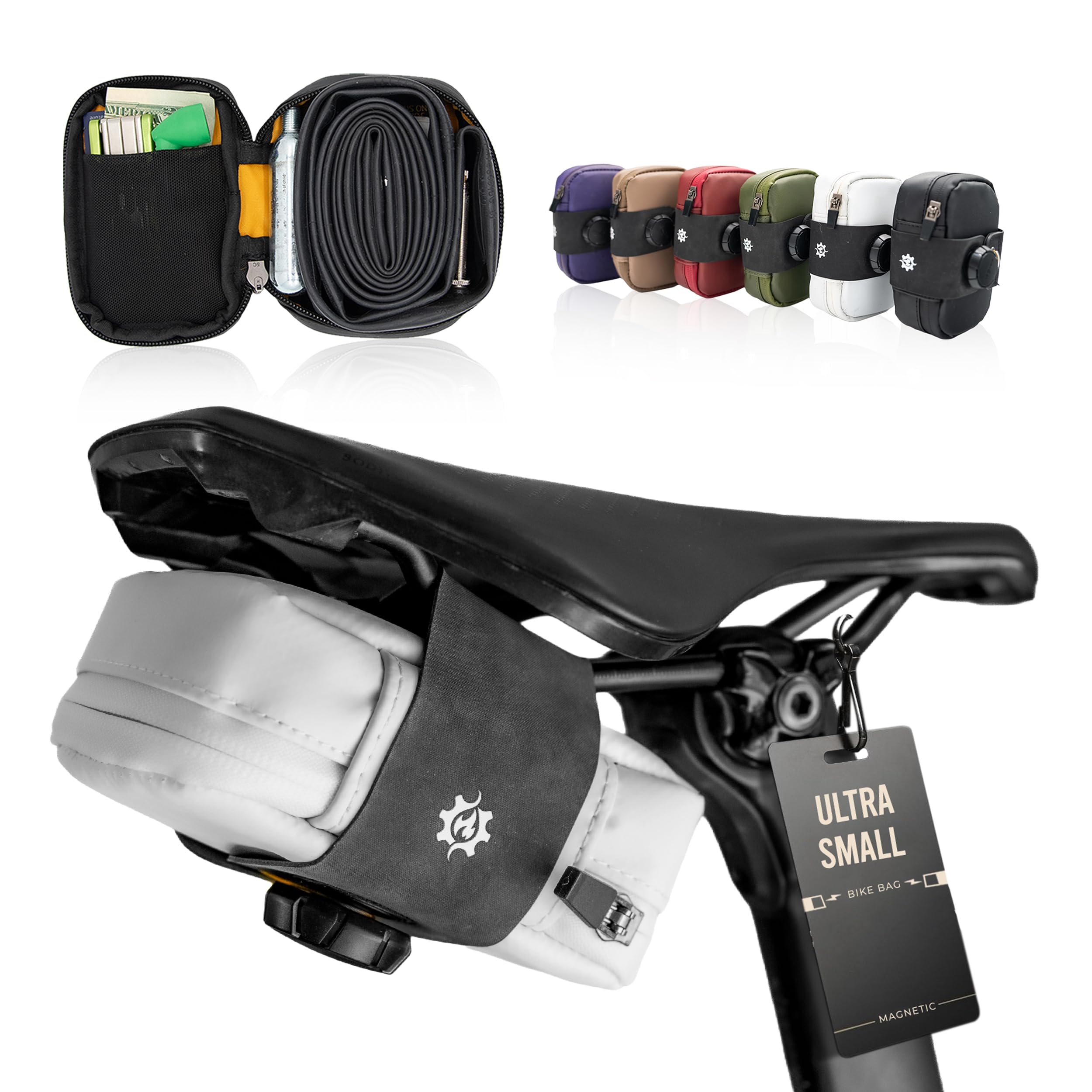 Lumiere &amp; Co. Bike Seat Bag - Road Cycling Saddle Bag (White, Small)