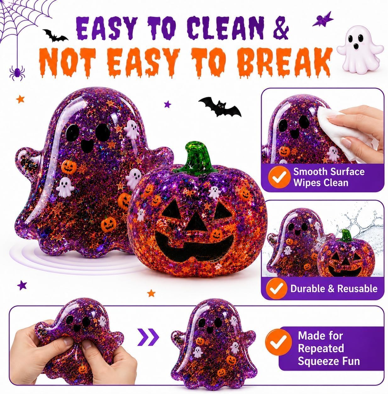 2PK- Halloween Squishy Stress Balls for Adults,Slow-Rise Sensory Fidget Toy