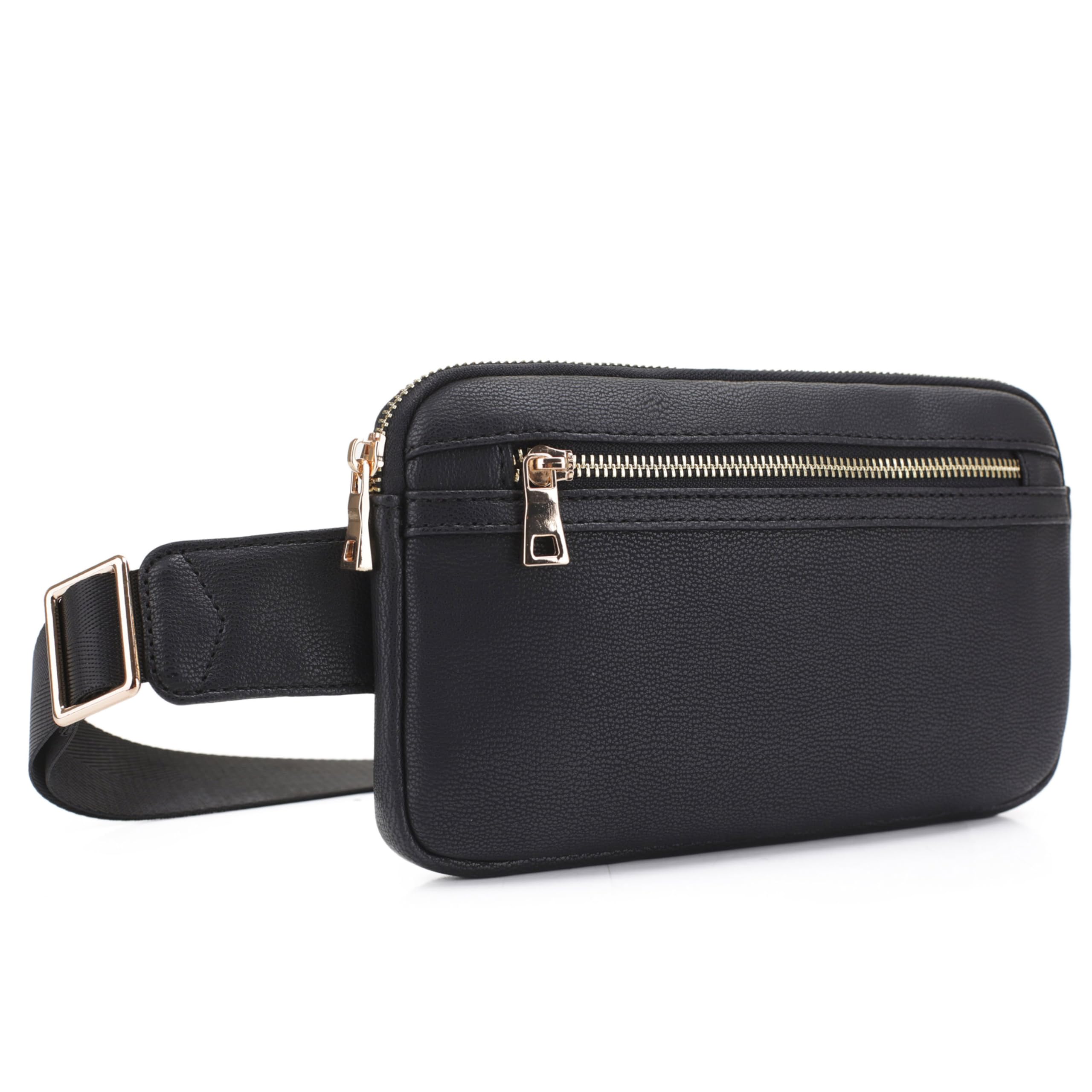 LOVESOME Vegan Leather Everywhere Fashion Waist Bag Fanny Pack Crossbody Bag Belt Bag Sling Bag with Adjustable Strap for Women (Black)