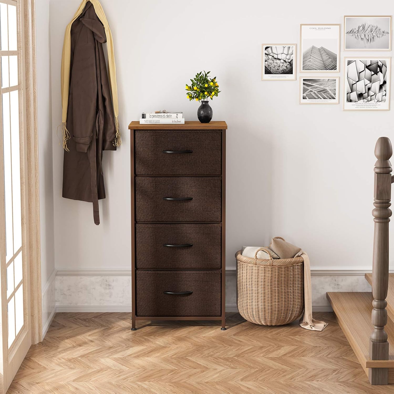 Tech Deals 🔥 CubiCubi Dresser Storage Tower, 4 Drawers Fabric Organizer Unit for Bedroom Hallway Entryway Closets, 16 Small Easy Pull Dresser Clothes Storage with Sturdy Steel Frame Wood Top, Black Grey Buy 1 get 1 🔥 CubiCubi Dresser Storage Tower, 4 Drawers Fabric Organizer Unit for Bedroom Hallway Entryway Closets, 16 Small Easy Pull Dresser Clothes Storage with Sturdy Steel Frame Wood Top, Black Grey