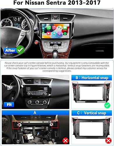 Miniatura 3 de 2G+64G para Nissan Sentra 2013-2017 Radio Android 13 Estéreo de coche con Apple CarPlay Android Auto Mirror Link Bluetooth 10.1 pulgadas HD pantalla