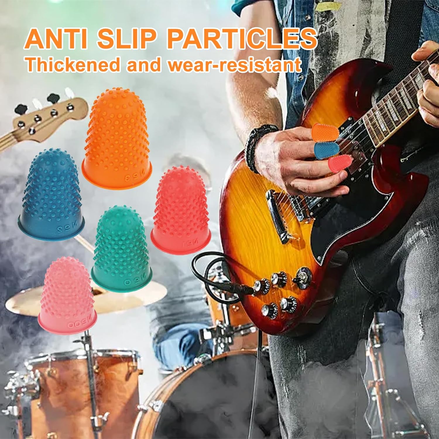 5 Pieces Rubber Thimbles for Finger Tips Protection,5 Sizes and Colors Reusable Finger Protectors,Rubber Finger Thimbles for Money Counting Writing Sorting Task