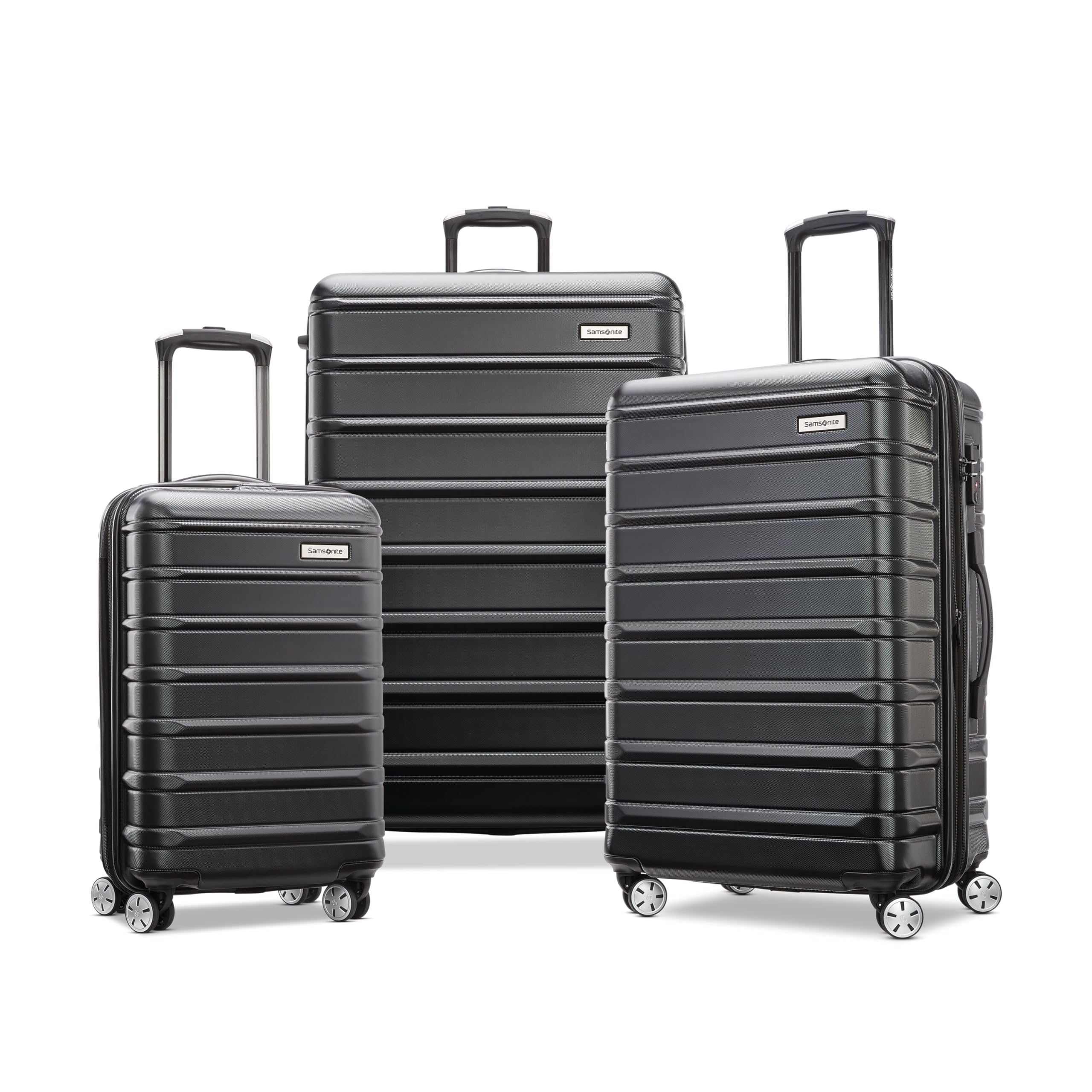 Samsonite Omni 2 Hardside rozszerzalny bagaż z kołowrotkami spinningowymi, Północny Czarny, 3-Piece Set (CO/MED/LG), Omni 2 Hardside rozszerzalny bagaż z kołami obrotowymi