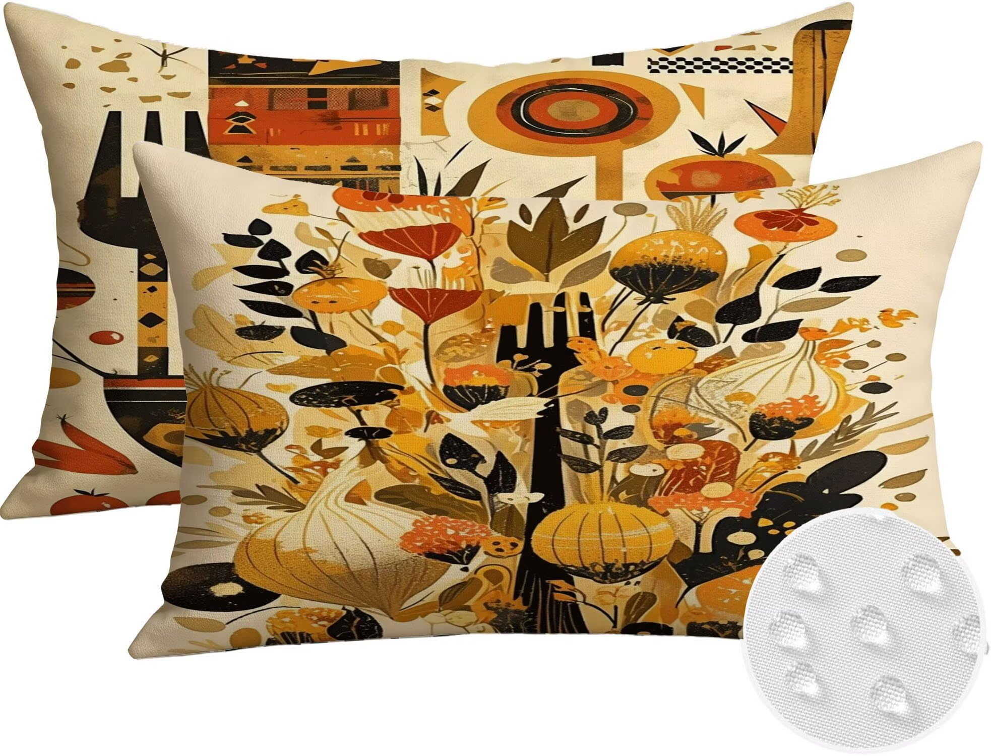 Générique Housse Coussin Exterieur Impermeable 30x50cm Beige Décoratif Taie d'oreiller Decoration Botanique Housse de Coussin Exterieur Impermeable pour Salon de Jardin Lot 2. T-2069