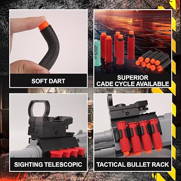 30-Inch Foam Blaster with Flashlight Shell Ejecting, Manual Loading Spring Soft Dart Blaster for Outdoor Fun 14+ Years Old
