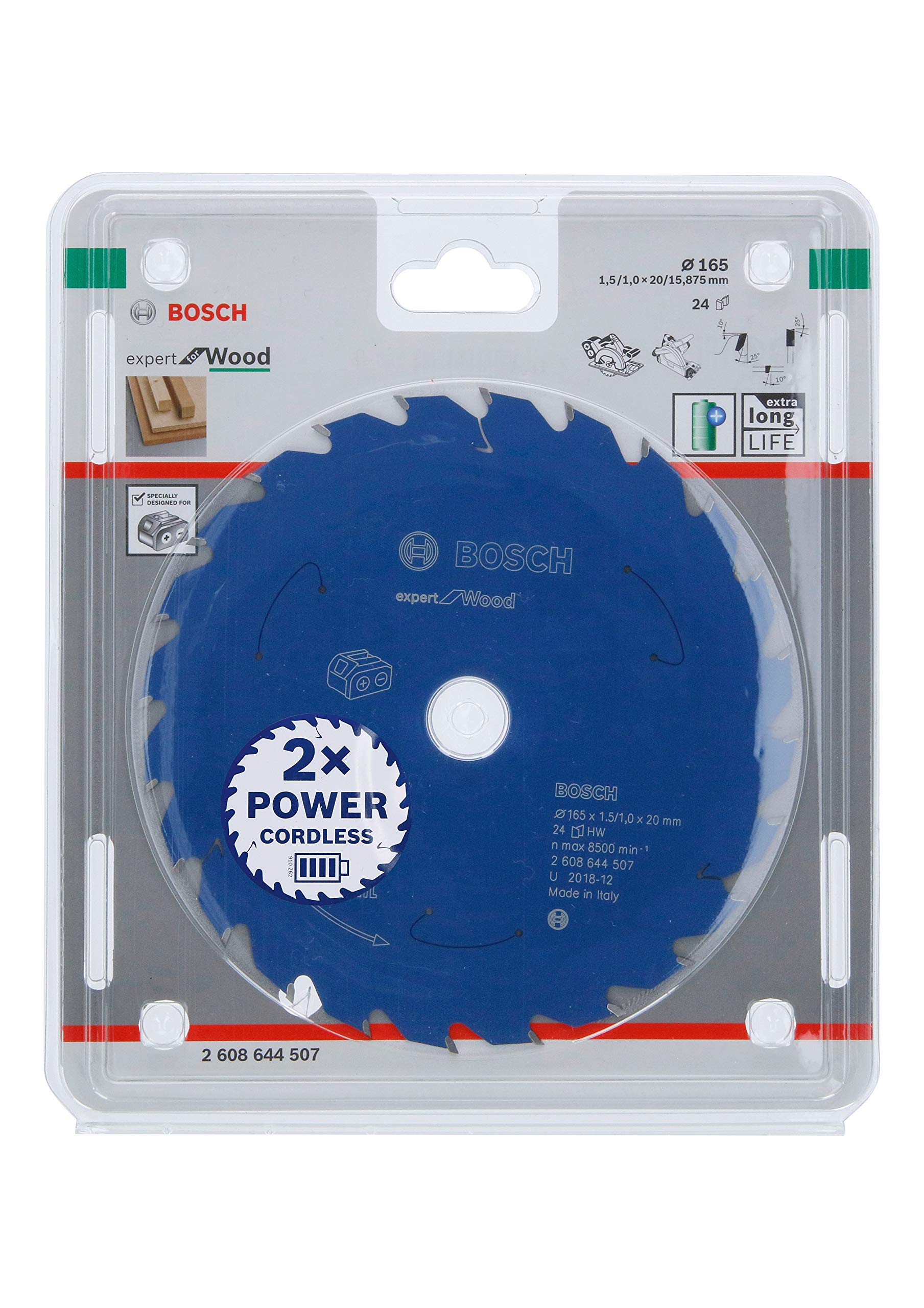 Bosch 165x1,5x20mm 24 Tanden Cirkelzaagblad Expert Wood Cordless