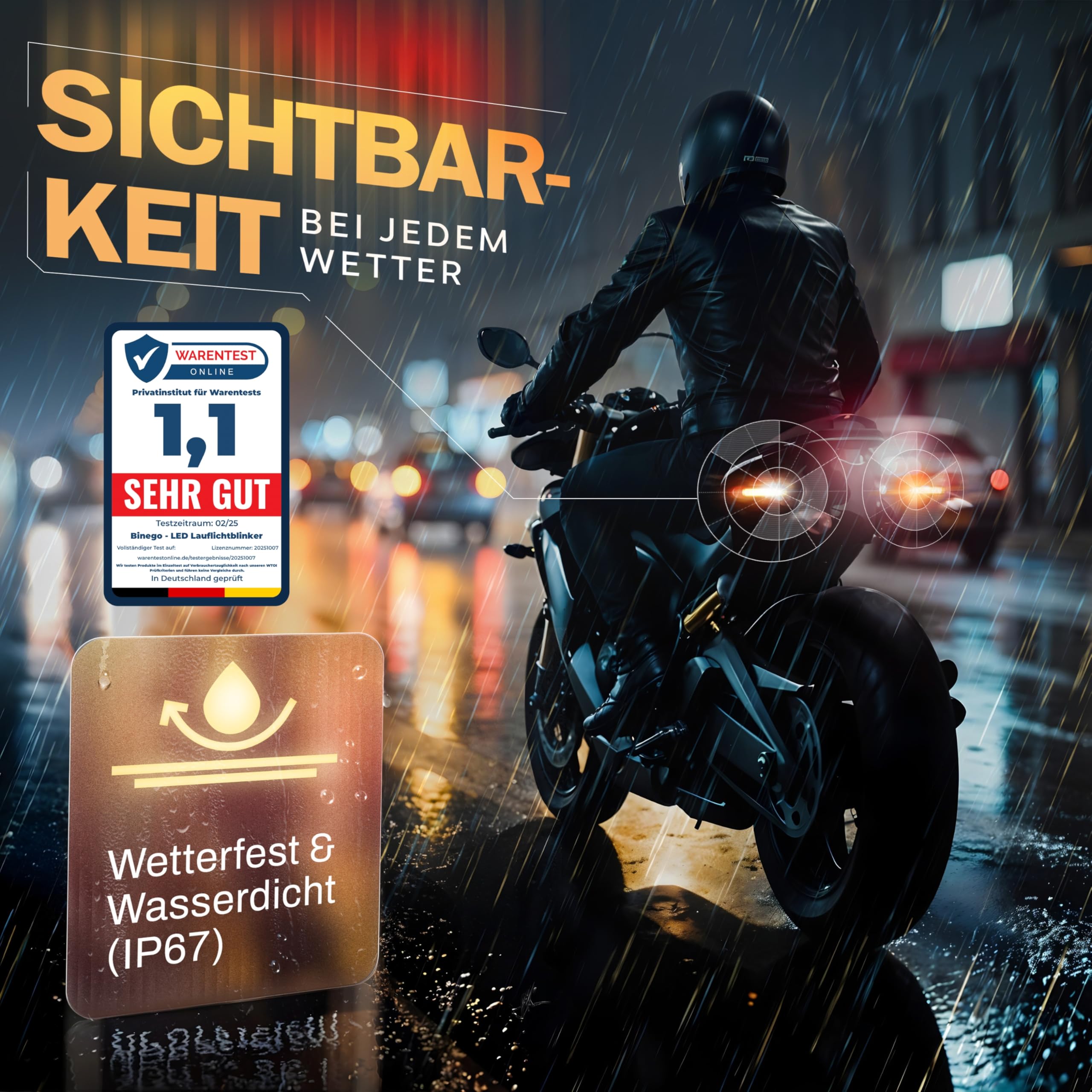 4x LED Blinker Motorrad E Geprüft mit Lauflicht LED | Universelle Mini Blinker Moped Zubehör | StVZO konform (4er Set)