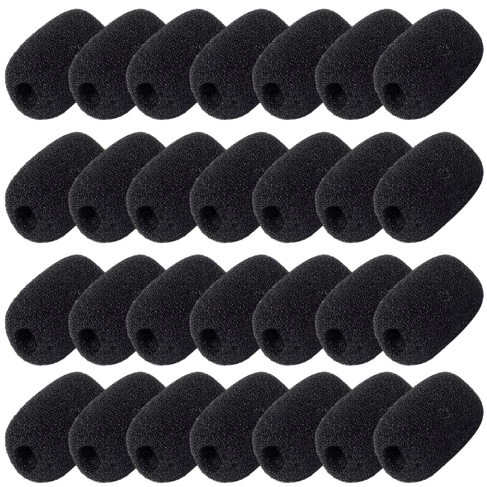 CREATCABIN 30 Pack Microphone Headset Cover Mini Mic Windscreen Black Soft Sponge Foam Small Lapel Shield Filter Protection Sleeve Accessories for Variety Headset Lavalier Microphone Protcet