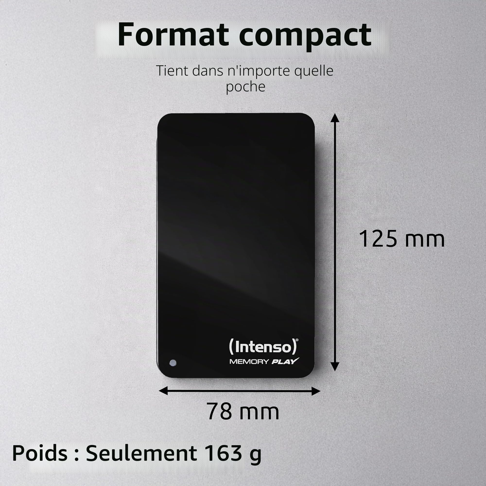 Intenso Memory Play 6021480 Disque Dur Portable 2 to pour TV Externe Portable - 2,5" - 5400 TR/Min - Cache 8 Mo - USB 3 avec Support TV - Noir