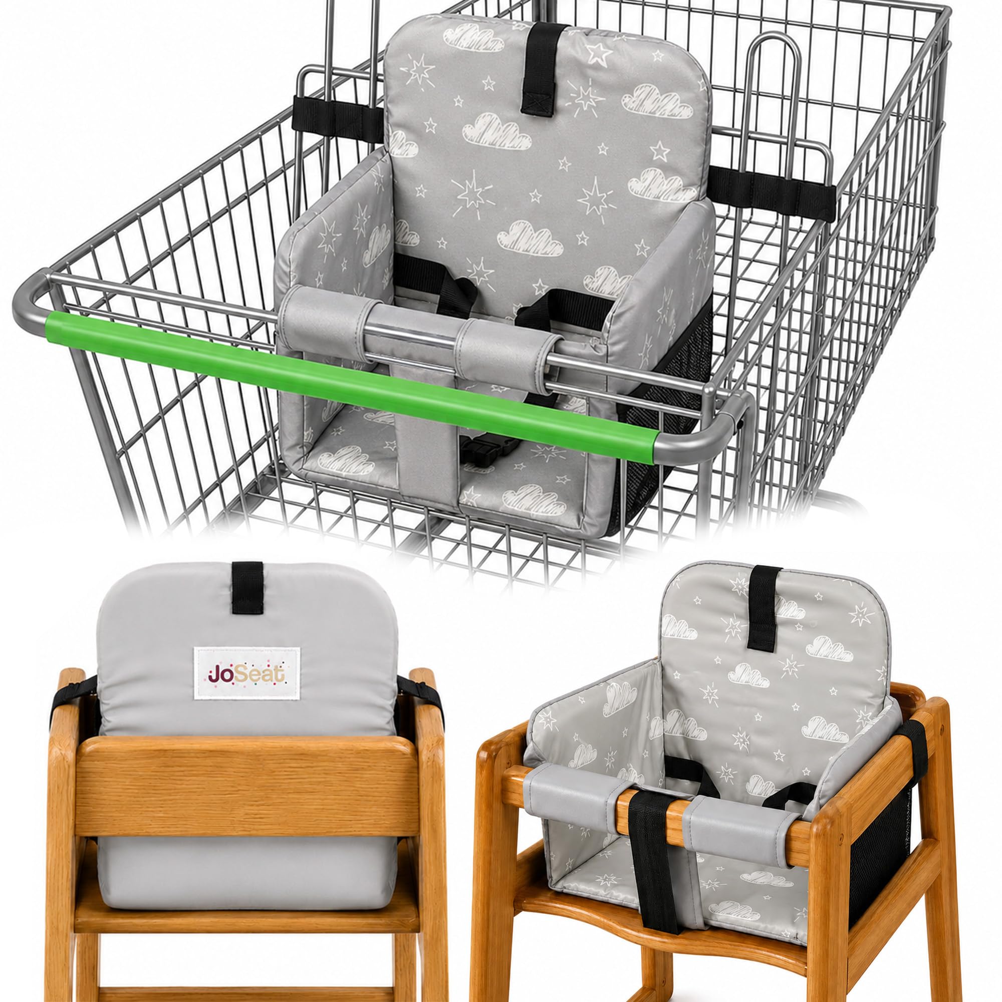 JoSeat Shopping Cart Seat Cover for Baby, Grey Clouds — image 1