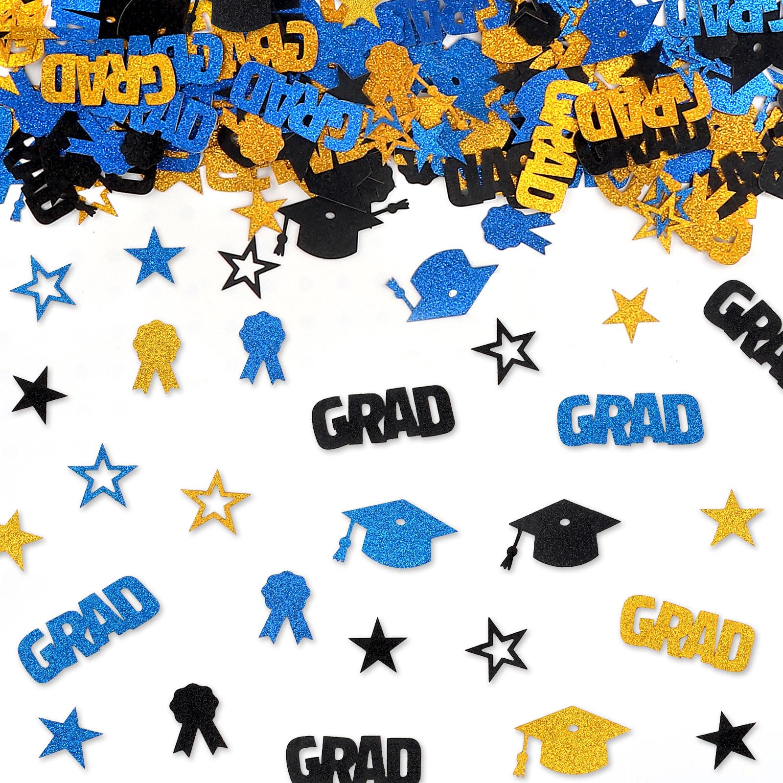 Graduation Confetti 2025 – 200PCS Blue Gold Black Table Confetti for Class of 2025 Graduation Decorations – Congrats Grad Party Supplies for High