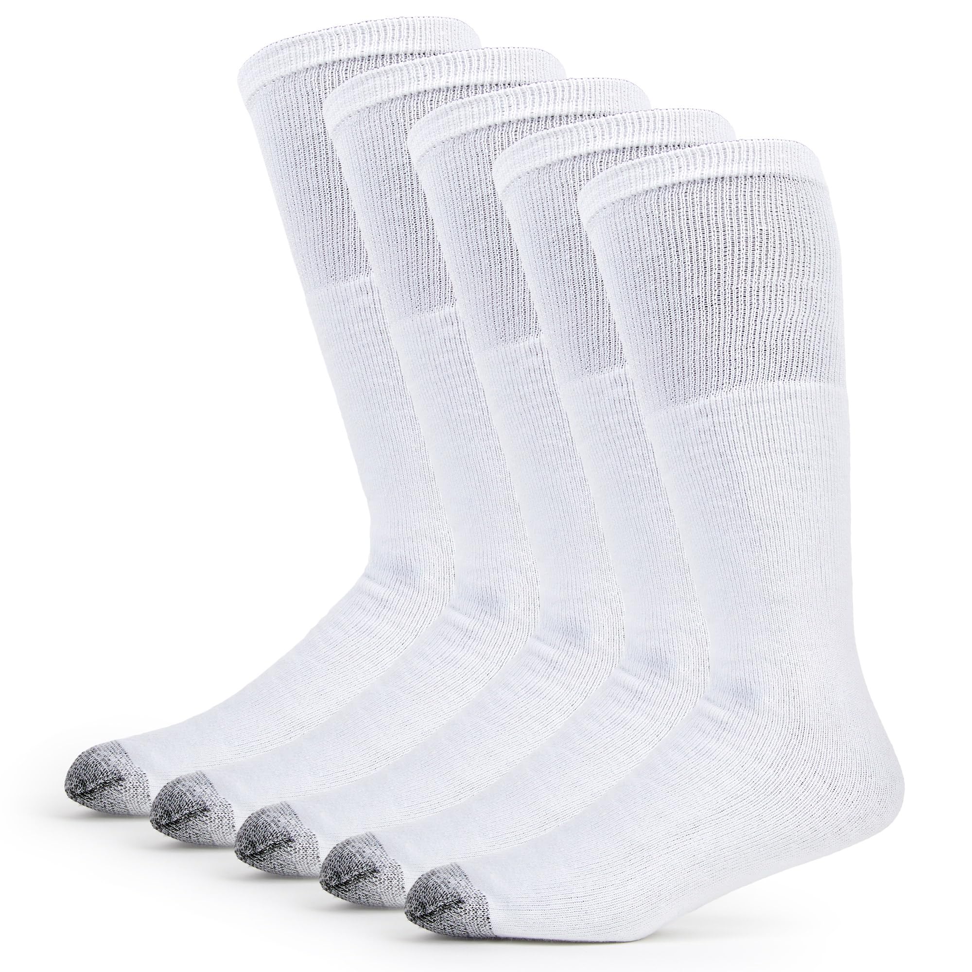 Men's Work Gear Short Boot Crew Socks (6 Pack), White, Medium (6 - 12)