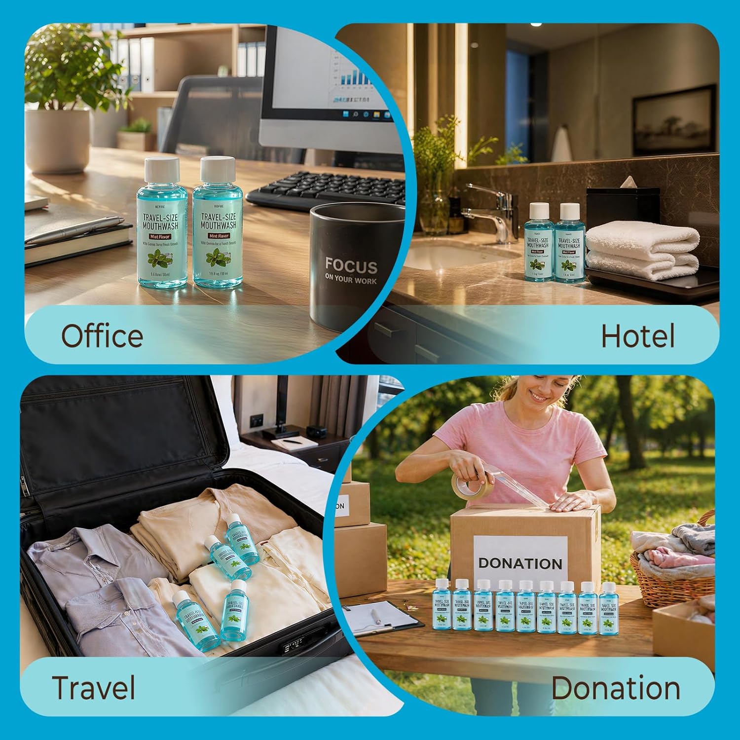100 Pcs Travel Size Mouthwash Bulk, Mini Mouth Wash Alcohol Free, Portable Mint Fresh Mouthwash Individual Bottle Oral Rinse for Travel, Hotels, Office 1.2 oz/ 35 ml