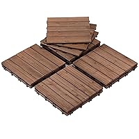 Vista 10 de Yaheetech 55 azulejos de terraza de patio entrelazados de madera compuesta de madera para cubierta de pisos de madera de 12 x 12 pulgadas, madera