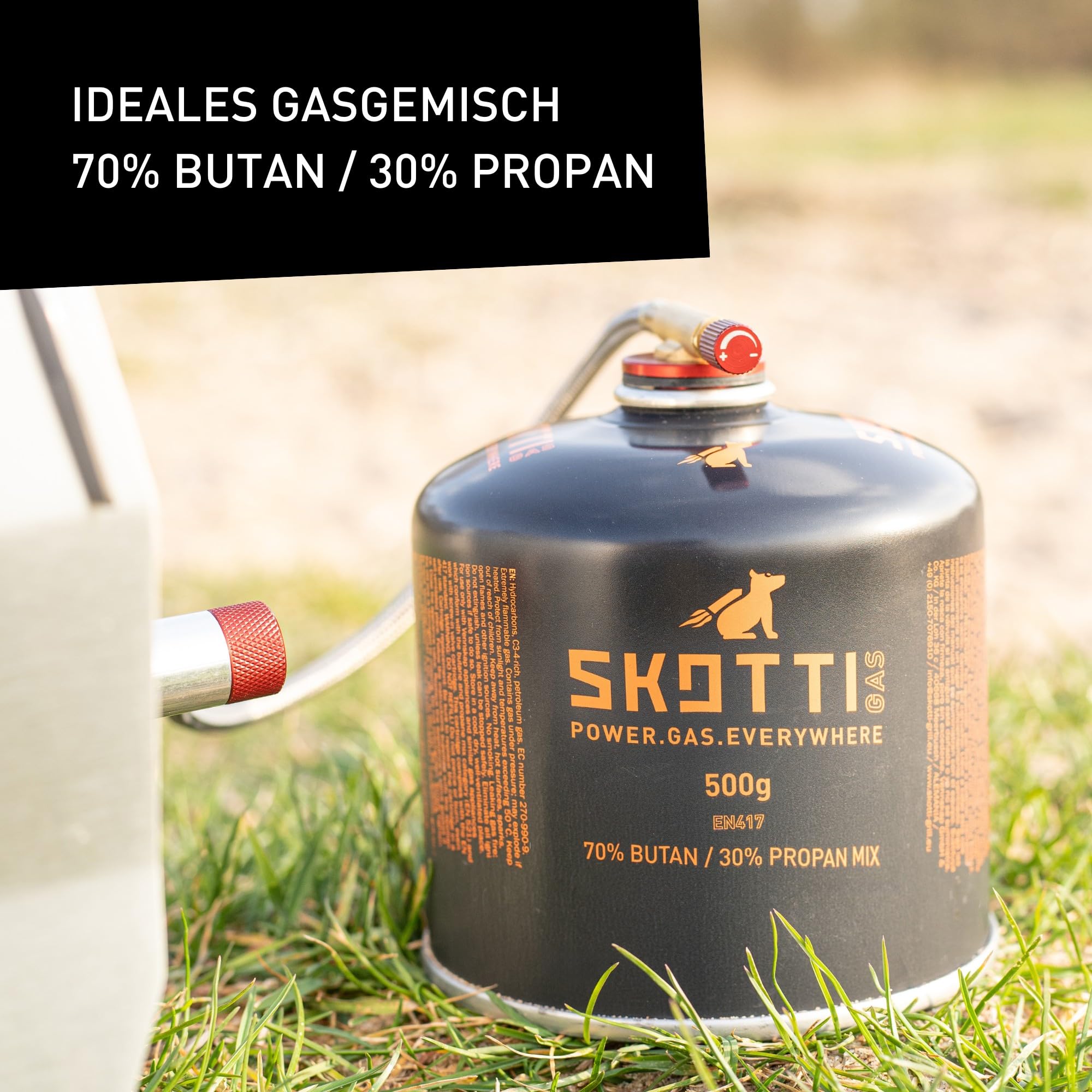 SKOTTI Gaskartusche, EN 417 Gaskartusche mit Protan-Butan Gemisch, Ideal für Gasgrills und Campingkocher mit EN 417 Schraubventil, Gaskartuschen Grill, Camping Grill Gaskartusche