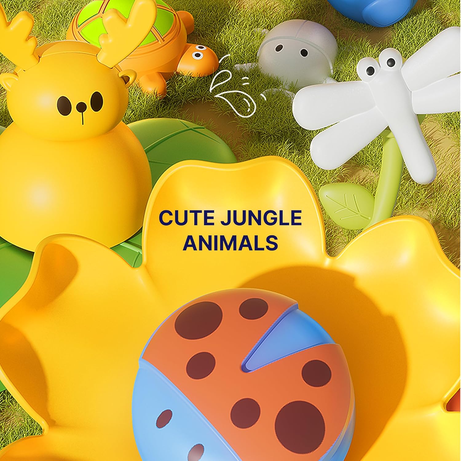 Rotating Garden Building Blocks STEM Toys for Kids Ages 3-5, 74 PCS Educational Construction Kit with Gears, Animal Figures & Baseplate, Preschool Learning (Forest Series L2)